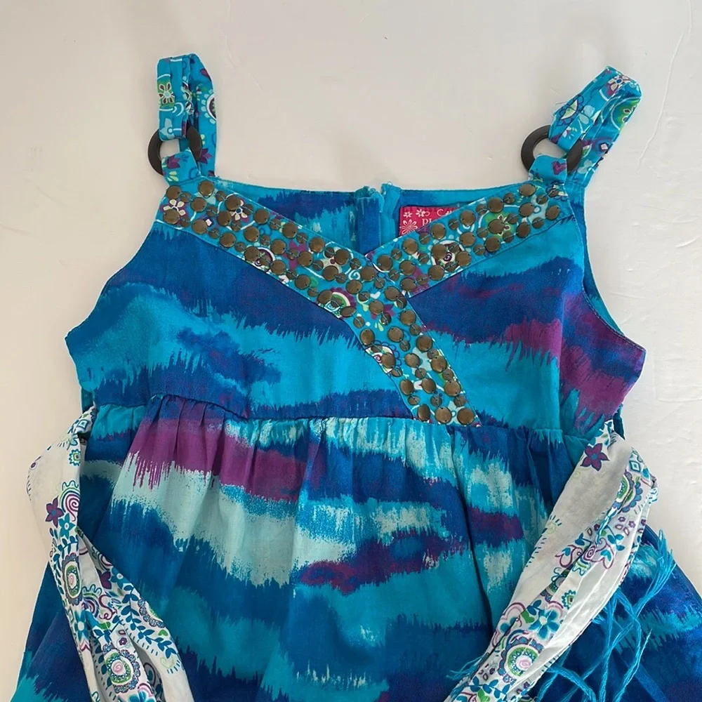 Children’s Place Beautiful blue sundress with sash  girls size 14 - Picture 5 of 15